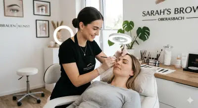 Brow-Artist bei der Augenbrauen-Behandlung