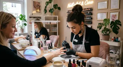 Nageldesignerin im Nagelstudio